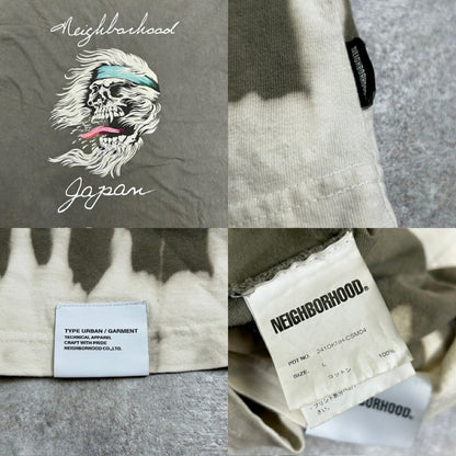 NEIGHBORHOOD Olive Savage Skull Motif T-Shirt Size L