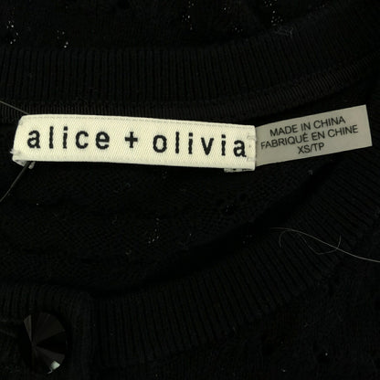 alice+olivia Brooch Cotton Cardigan Black Size XS