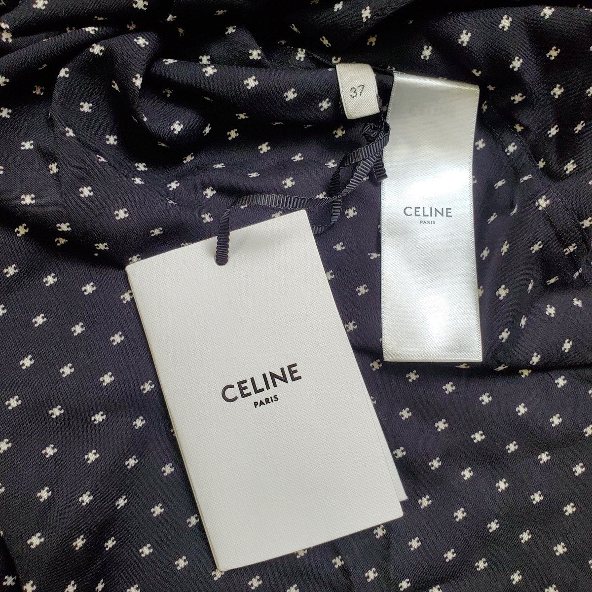 Celine 24SS Micro Triomphe Open-Collar Shirt Black Size M