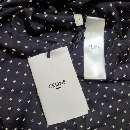 Celine 24SS Micro Triomphe Open-Collar Shirt Black Size M