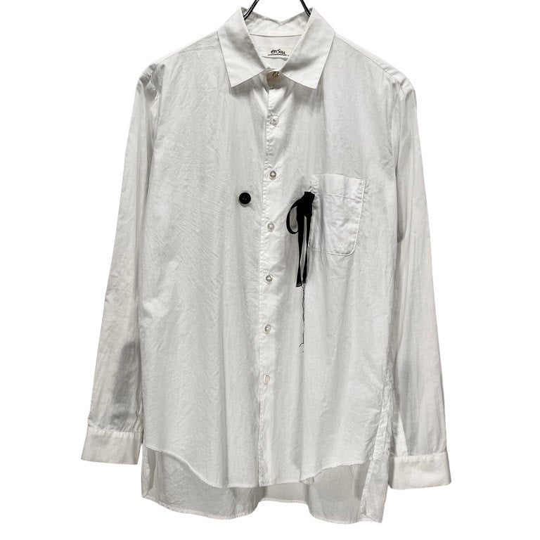 Vintage ensou. Cotton Broadcloth Ribbon Shirt White Size M