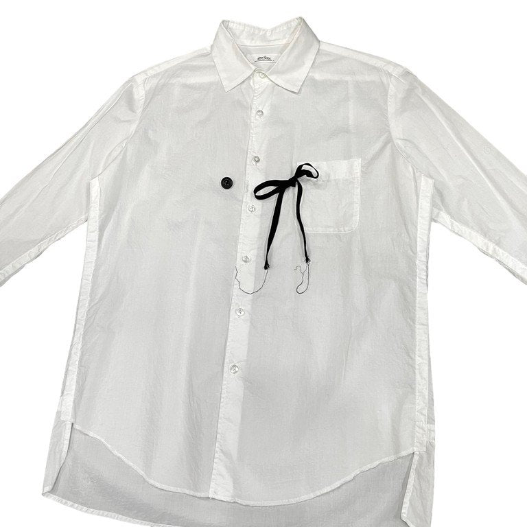 Vintage ensou. Cotton Broadcloth Ribbon Shirt White Size M