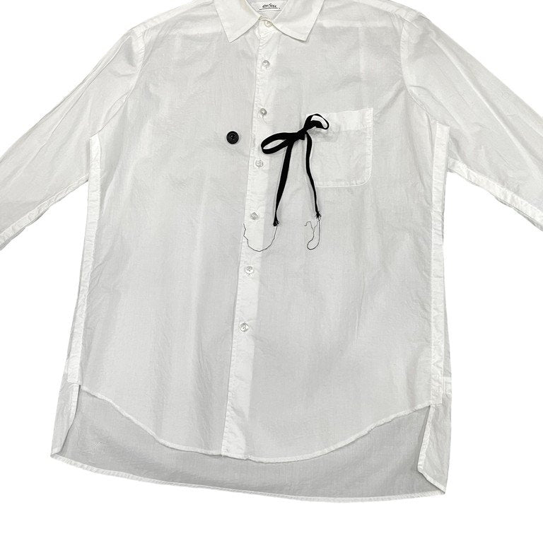 Vintage ensou. Cotton Broadcloth Ribbon Shirt White Size M