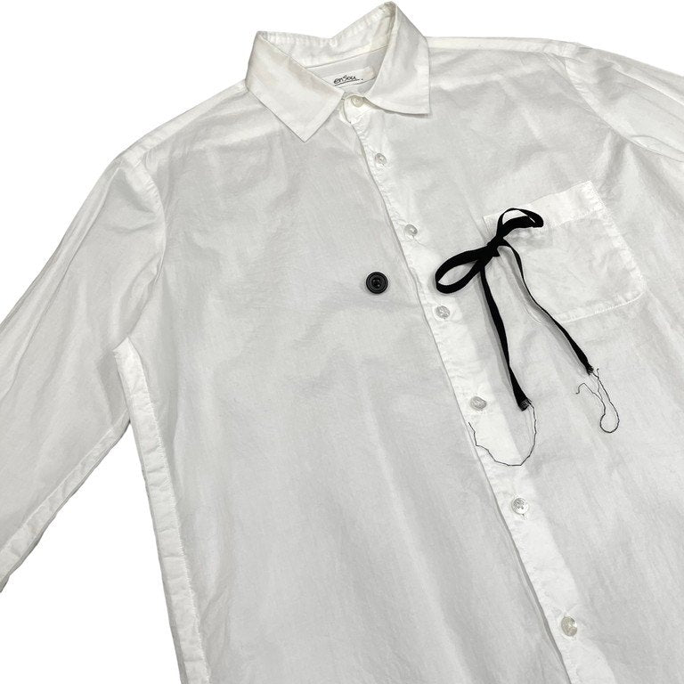 Vintage ensou. Cotton Broadcloth Ribbon Shirt White Size M