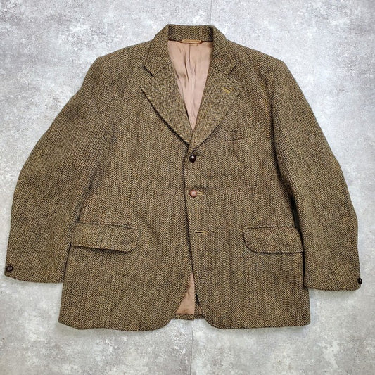 Vintage 60s Dunn & Co. Harris Tweed Brown Wool Size M