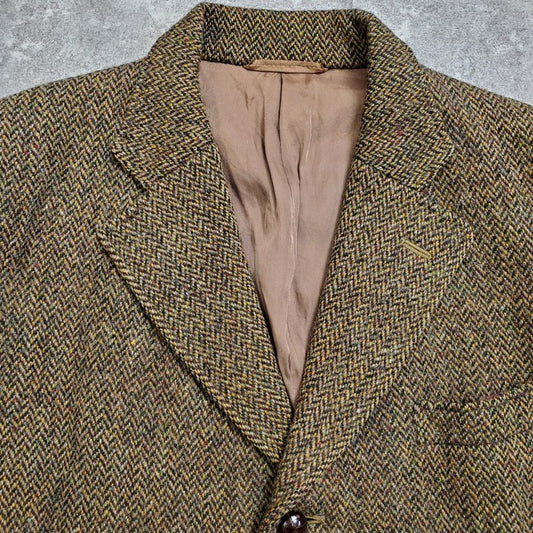 Vintage 60s Dunn & Co. Harris Tweed Brown Wool Size M