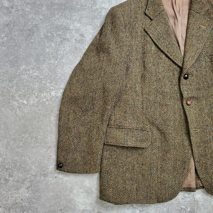 Vintage 60s Dunn & Co. Harris Tweed Brown Wool Size M