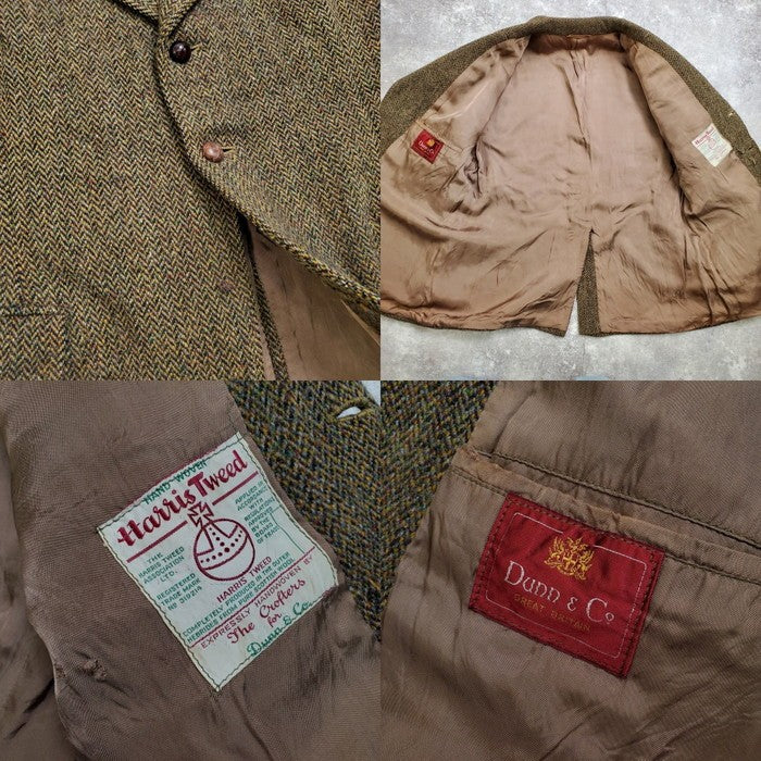 Vintage 60s Dunn & Co. Harris Tweed Brown Wool Size M