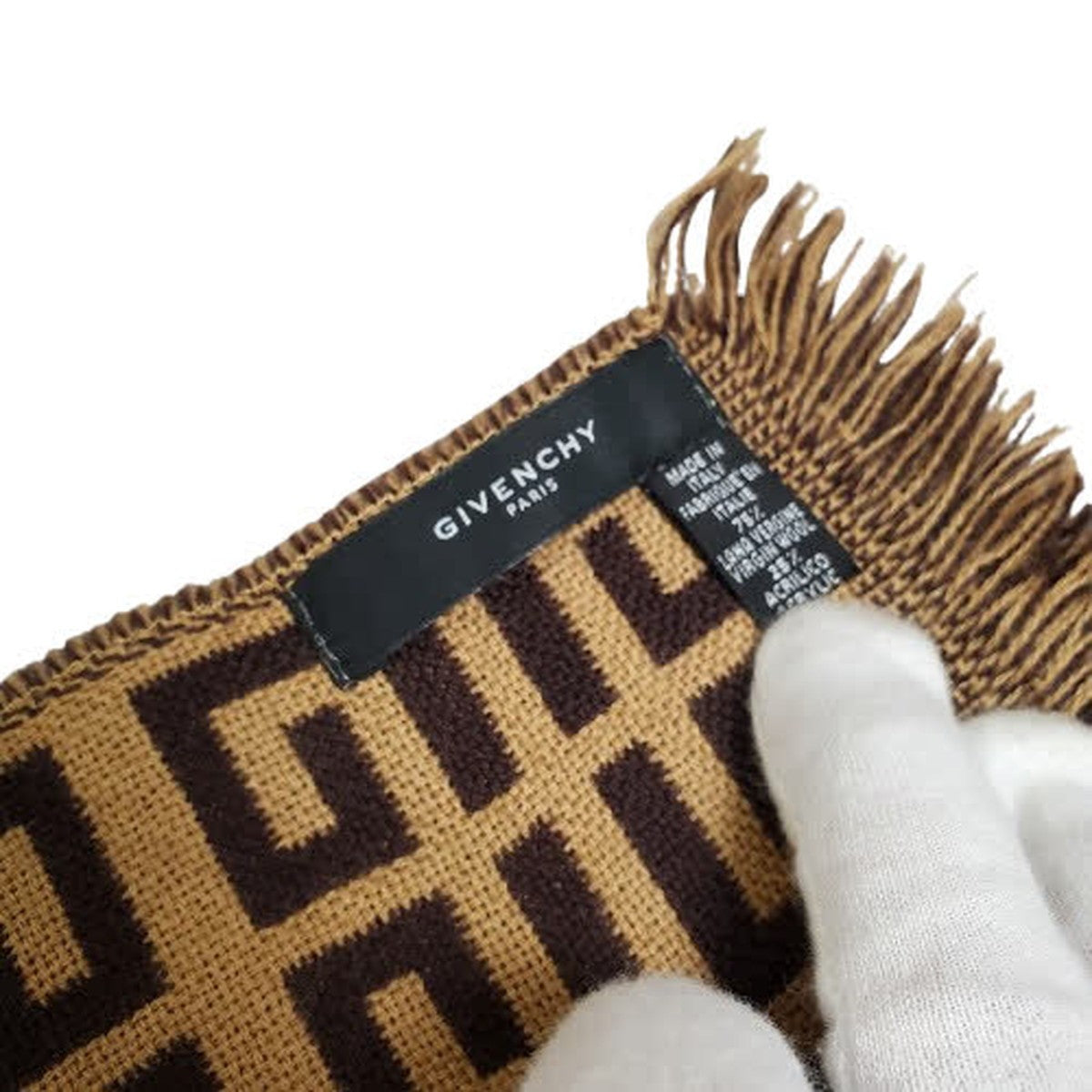 GIVENCHY Logo Pattern Wool Scarf Size ONE SIZE