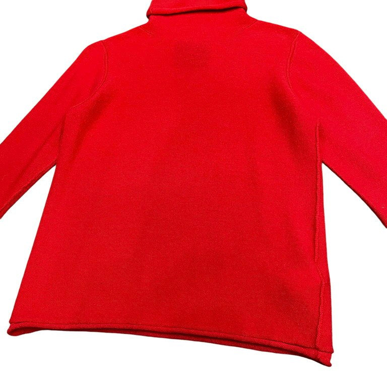 Y's Inside-Out Turtleneck Wool Knit Sweater Red Size 3