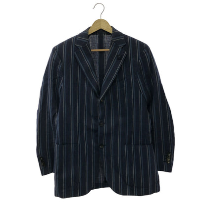 LARDINI Linen Cotton Navy Stripe Tailored Blazer Size 46