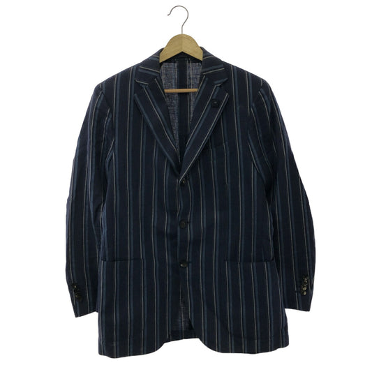 LARDINI Linen Cotton Navy Stripe Tailored Blazer Size 46
