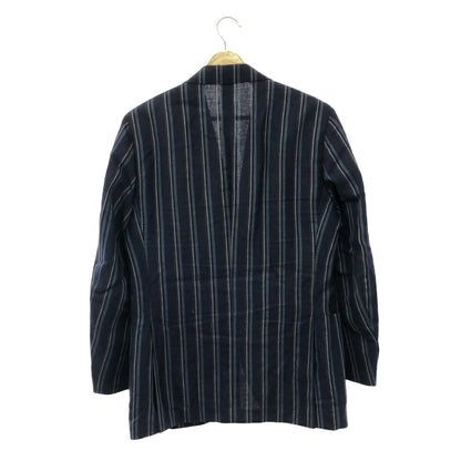 LARDINI Linen Cotton Navy Stripe Tailored Blazer Size 46