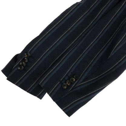 LARDINI Linen Cotton Navy Stripe Tailored Blazer Size 46