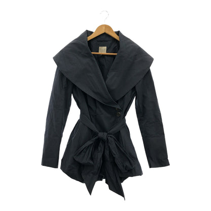 PAUW Navy Cotton Big Collar Waist Mark Coat Size 0