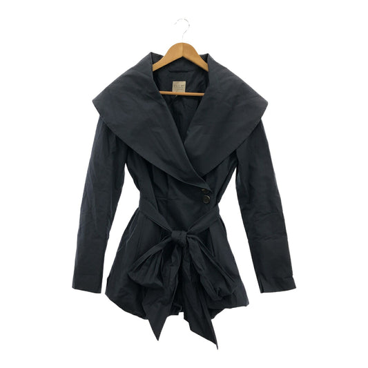 PAUW Navy Cotton Big Collar Waist Mark Coat Size 0