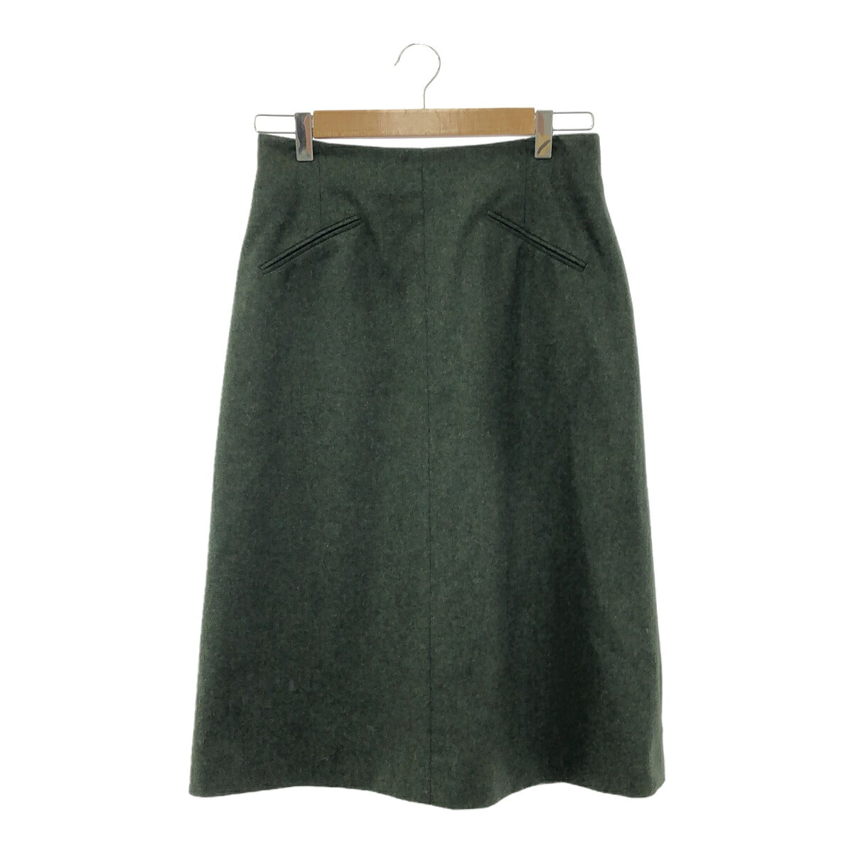 HERMES Green Wool Cashmere Midi Skirt France Size 40