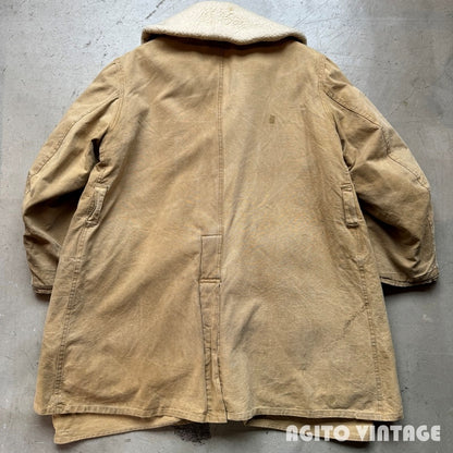 Vintage 1943 WWII Canadian Shearling Mackinaw Coat Size XL