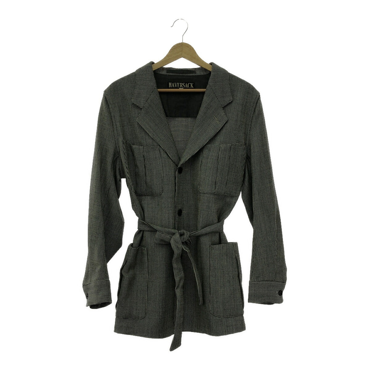 HAVERSACK Wool Houndstooth Waist Tie Work Jacket Size S