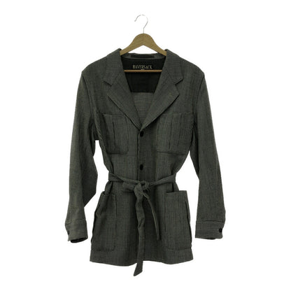 HAVERSACK Wool Houndstooth Waist Tie Work Jacket Size S