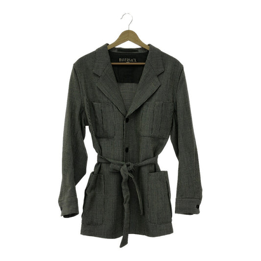 HAVERSACK Wool Houndstooth Waist Tie Work Jacket Size S