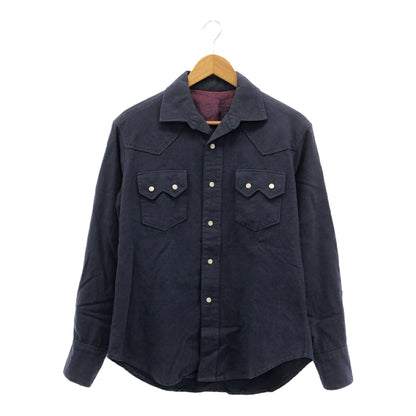 Unknown 60s Wool Western Shirt Horseshoe Button Blue Size M