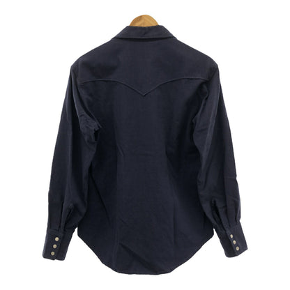 Unknown 60s Wool Western Shirt Horseshoe Button Blue Size M