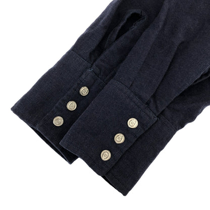 Unknown 60s Wool Western Shirt Horseshoe Button Blue Size M