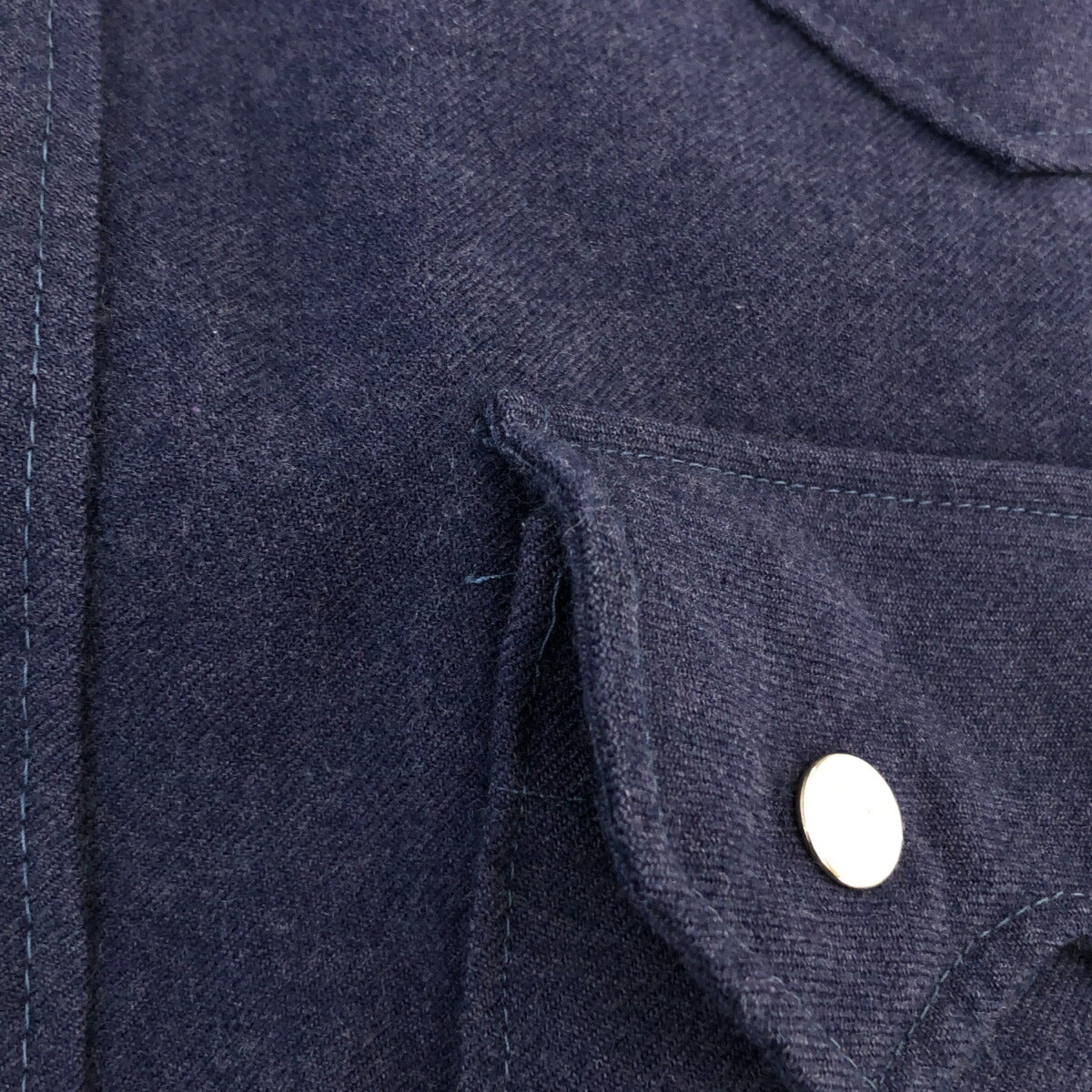 Unknown 60s Wool Western Shirt Horseshoe Button Blue Size M
