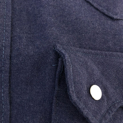 Unknown 60s Wool Western Shirt Horseshoe Button Blue Size M