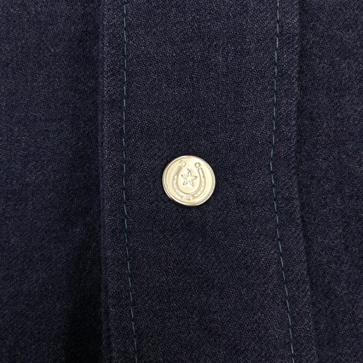 Unknown 60s Wool Western Shirt Horseshoe Button Blue Size M