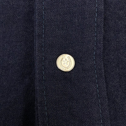 Unknown 60s Wool Western Shirt Horseshoe Button Blue Size M