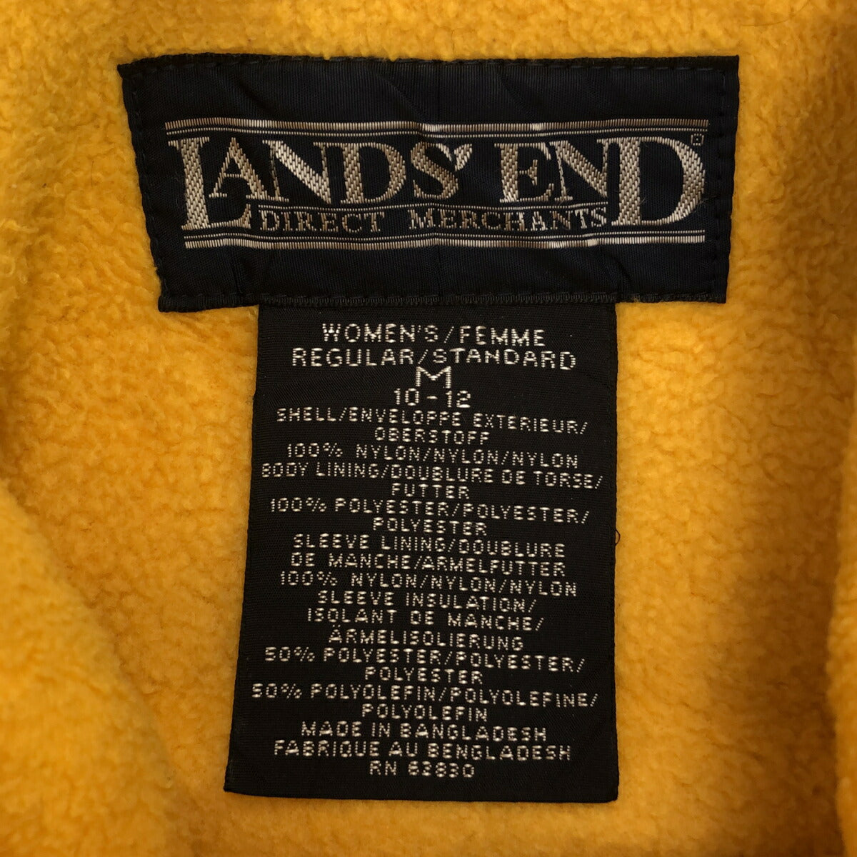 LAND'S END 90s Fleece Lined Nylon Bench Coat Size M