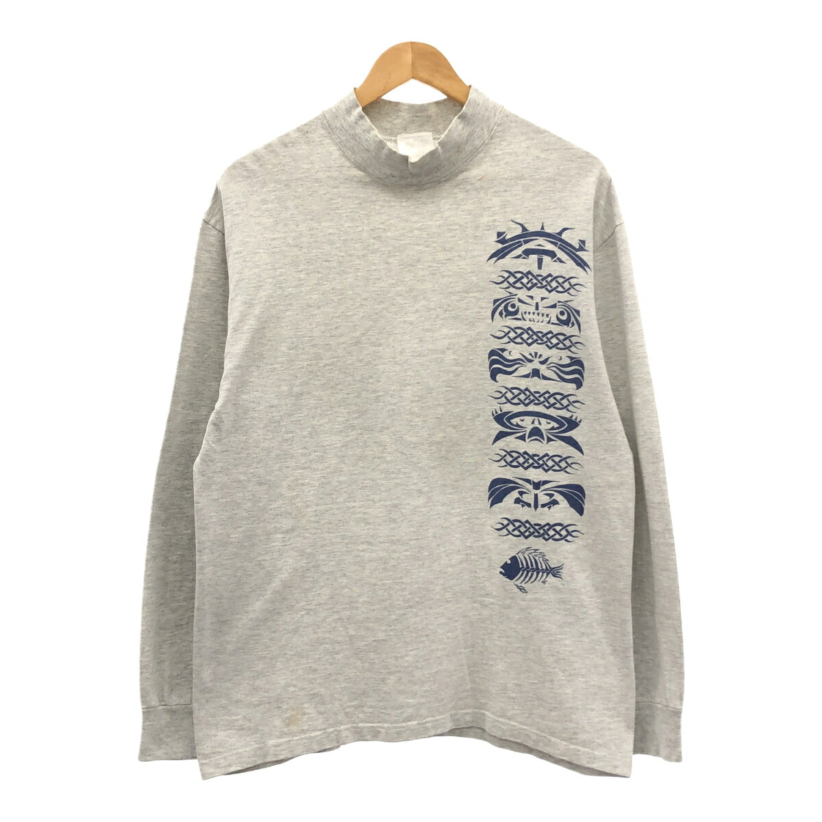 Vintage BRONZE AGE 90s Mockneck Long Sleeve Skate T-Shirt Gray Size M