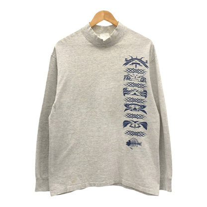 Vintage BRONZE AGE 90s Mockneck Long Sleeve Skate T-Shirt Gray Size M