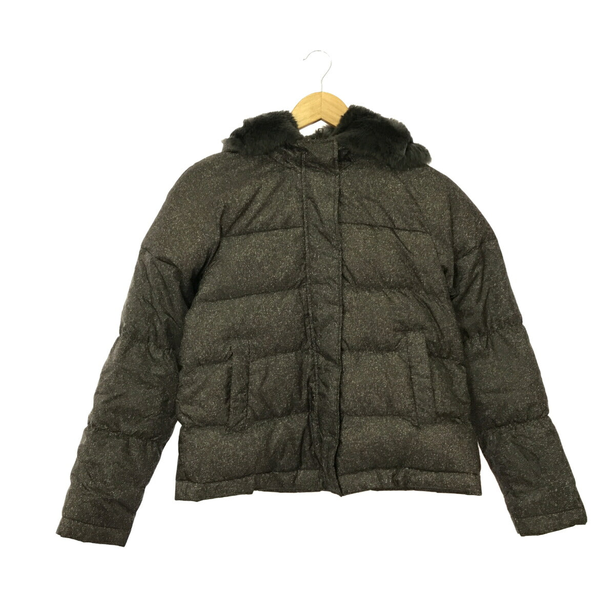 theory Gray Hooded Rabbit Fur Liner Down Jacket Size P