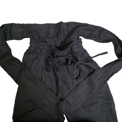 tac:tac Black Linen Convertible Drawstring Pants Size L