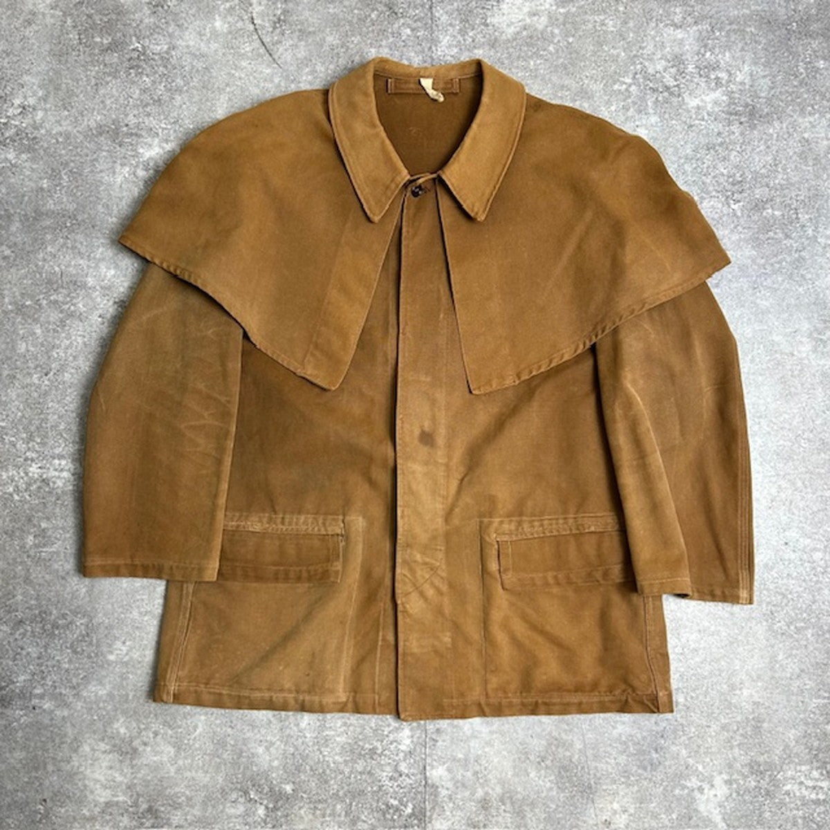 Unknown 40s Brown Duck French Work Cape Jacket Size L