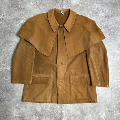 Unknown 40s Brown Duck French Work Cape Jacket Size L