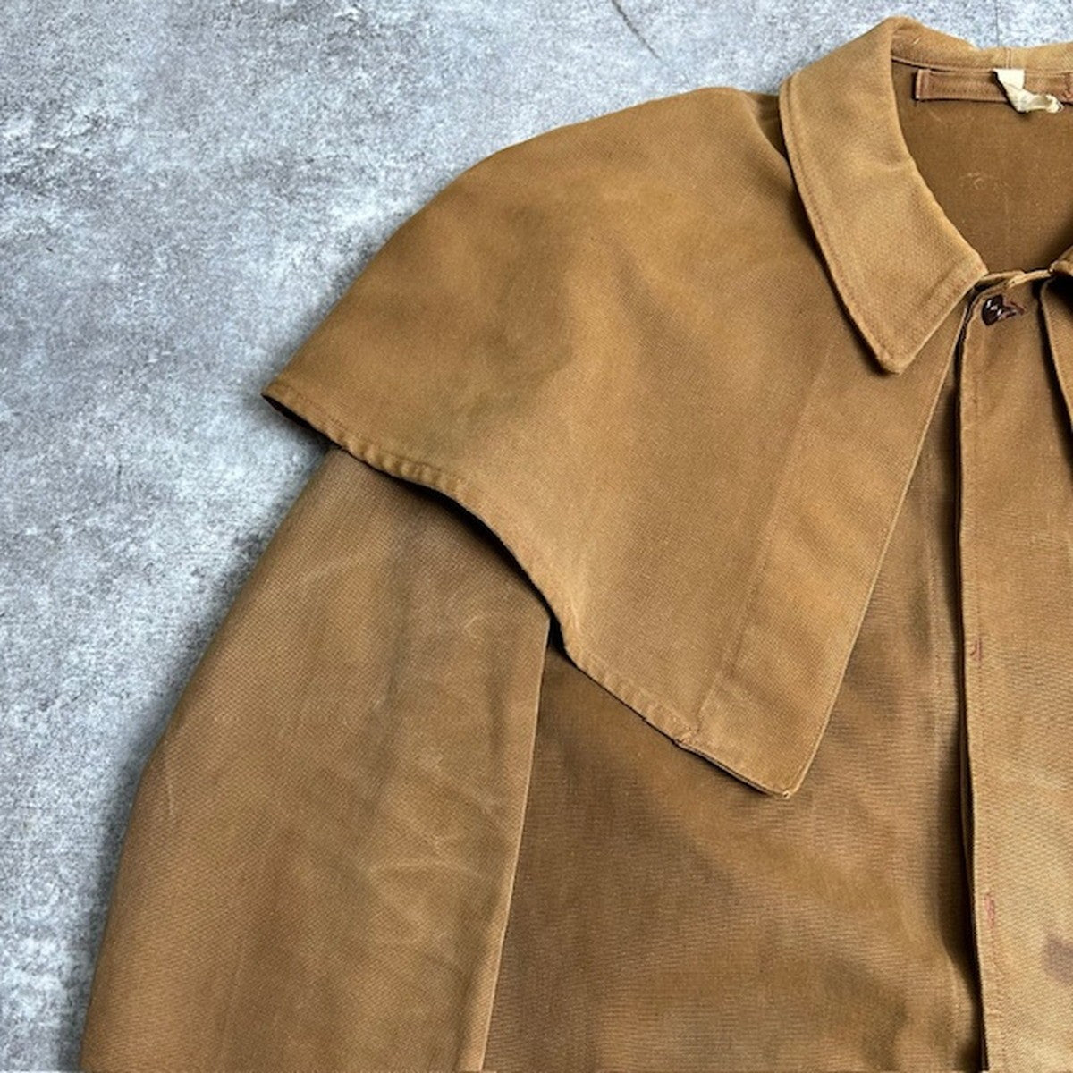 Unknown 40s Brown Duck French Work Cape Jacket Size L