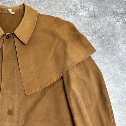 Unknown 40s Brown Duck French Work Cape Jacket Size L