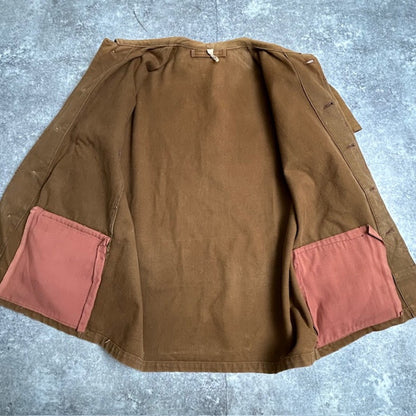 Unknown 40s Brown Duck French Work Cape Jacket Size L