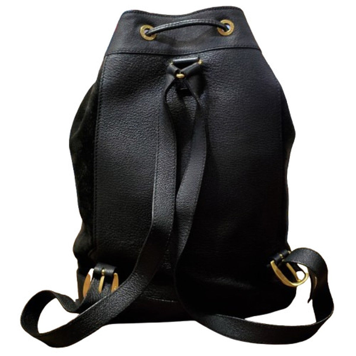 GUCCI Bamboo Suede Drawstring Backpack Black Size ONE SIZE