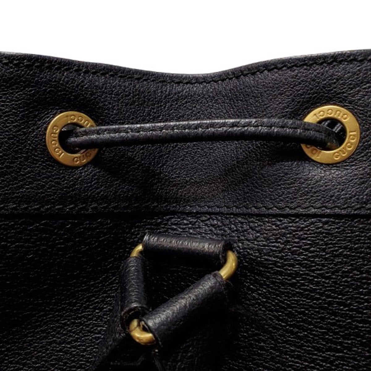 GUCCI Bamboo Suede Drawstring Backpack Black Size ONE SIZE