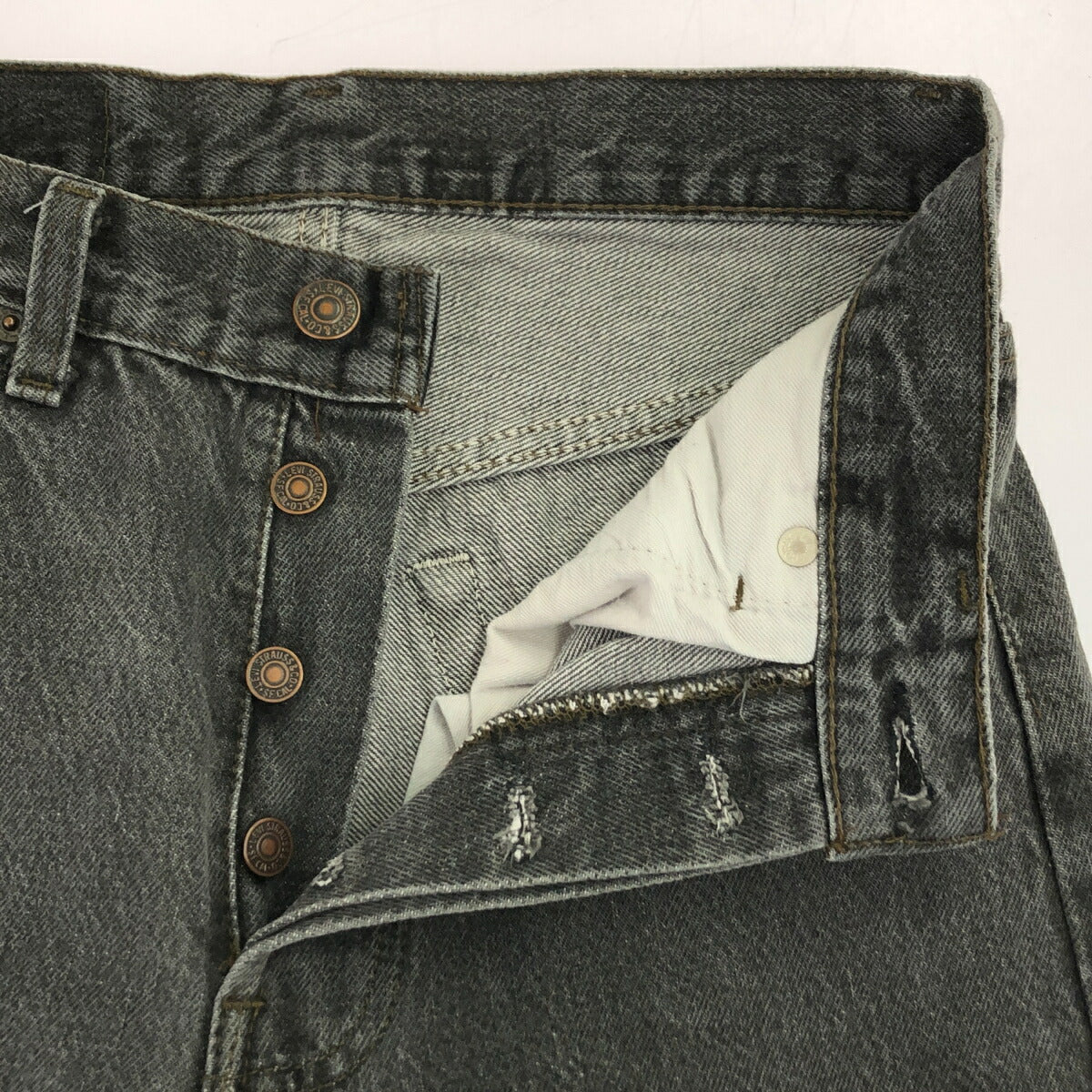 Levi's 90s 501-0658 Overdyed Black Faded Jeans Gray Size W28
