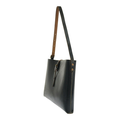 CHARLIE BORROW Leather Game Tote Bag Black Size ONE SIZE