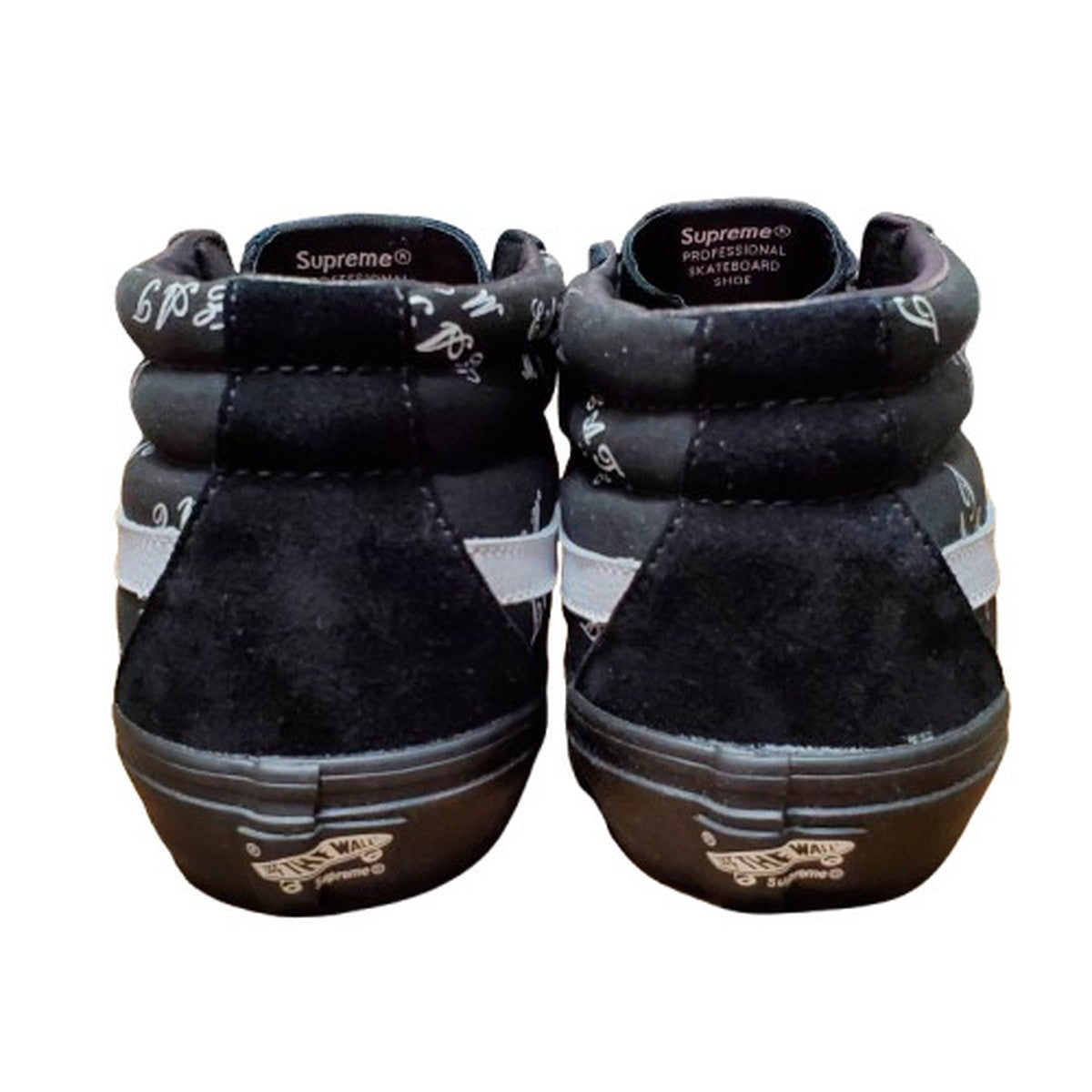 Vans Supreme 15AW SK8 Mid Black White High-Top Size 29.5