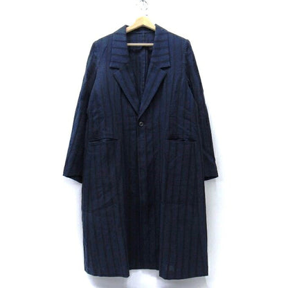 Robes&Confections Stripe Linen Single Coat Navy Size 2