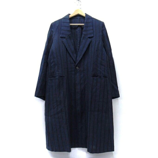 Robes&Confections Stripe Linen Single Coat Navy Size 2