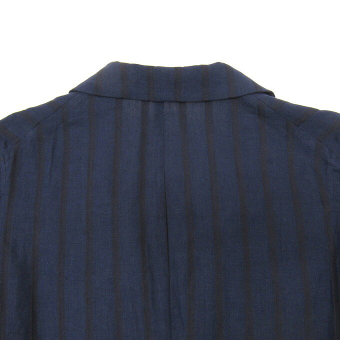 Robes&Confections Stripe Linen Single Coat Navy Size 2